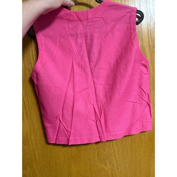 Vintage Hot Pink Cropped Vest Sleeveless Top 90s Y2K Party Club - Picture 5 of 7